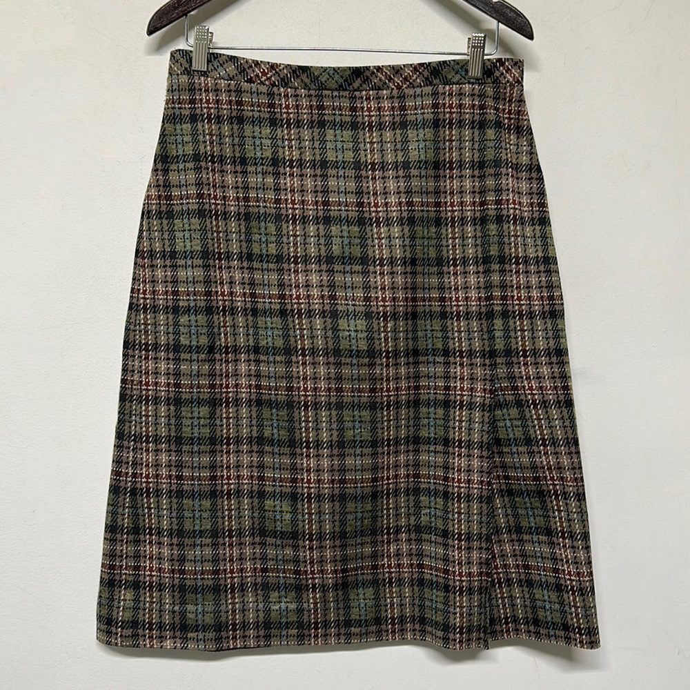 Vintage Devon Plaid Skirt Made in USA Faux Slit